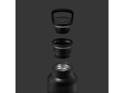 【美國HYDY】時尚保溫水瓶-黑瓶+午夜黑矽膠套 590ML