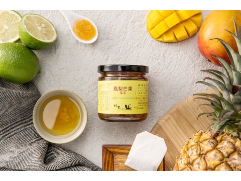 【鳳梨芒果果茶 - 圓型玻璃罐】天然製作，甜蜜熱飲
