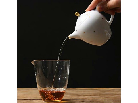 [千紅一品茶]景嵐金絲甜白釉泡茶器撒金美人肩茶壺泡茶壺茶具