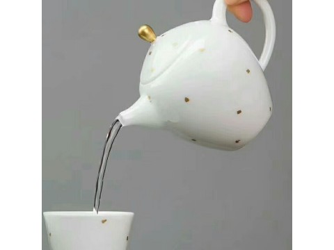 [千紅一品茶]景嵐金絲甜白釉泡茶器撒金美人肩茶壺泡茶壺茶具