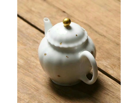 [千紅一品茶]景嵐金絲甜白釉泡茶器撒金花瓣茶壺 宮廷風泡茶壺茶具