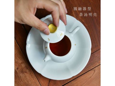 [千紅一品茶]景嵐金絲甜白釉泡茶器撒金巨輪珠茶壺 宮廷風泡茶壺茶具