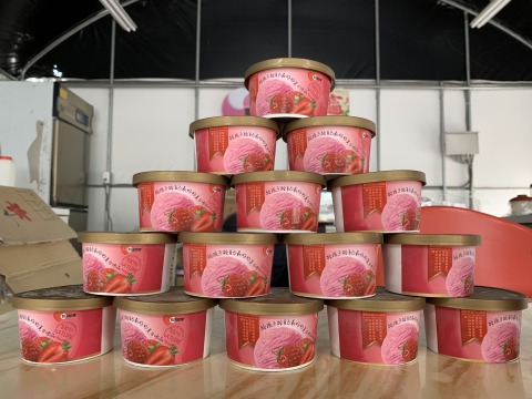 【草莓Gelato義式冰淇淋 100ml精巧杯五杯組】採用有機草莓製成 無添加人工香精