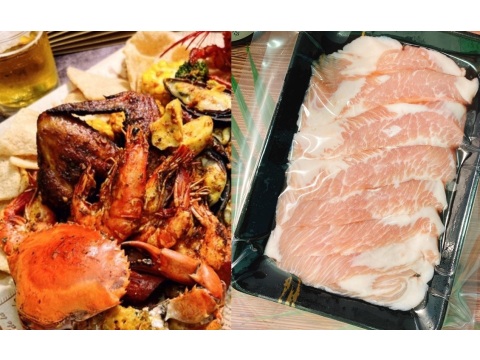 【玥沐嚴選 海陸雙饗組2~3人份(不含龍蝦)】海鮮拼盤與松阪豬燒肉片的美妙組合