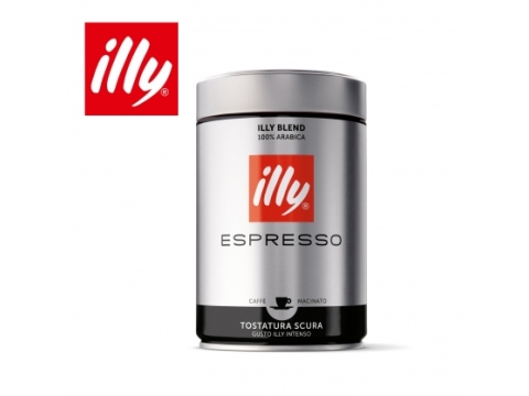 【illy 義式咖啡深焙咖啡粉 二罐組 (ILLY337502)】明顯的巧克力香氣混和焦糖味 濃郁且充滿能量