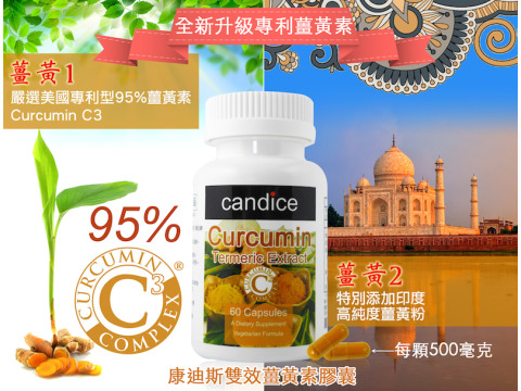 【Candice】康迪斯雙效薑黃素膠囊(60顆/瓶)美國專利型95%薑黃素